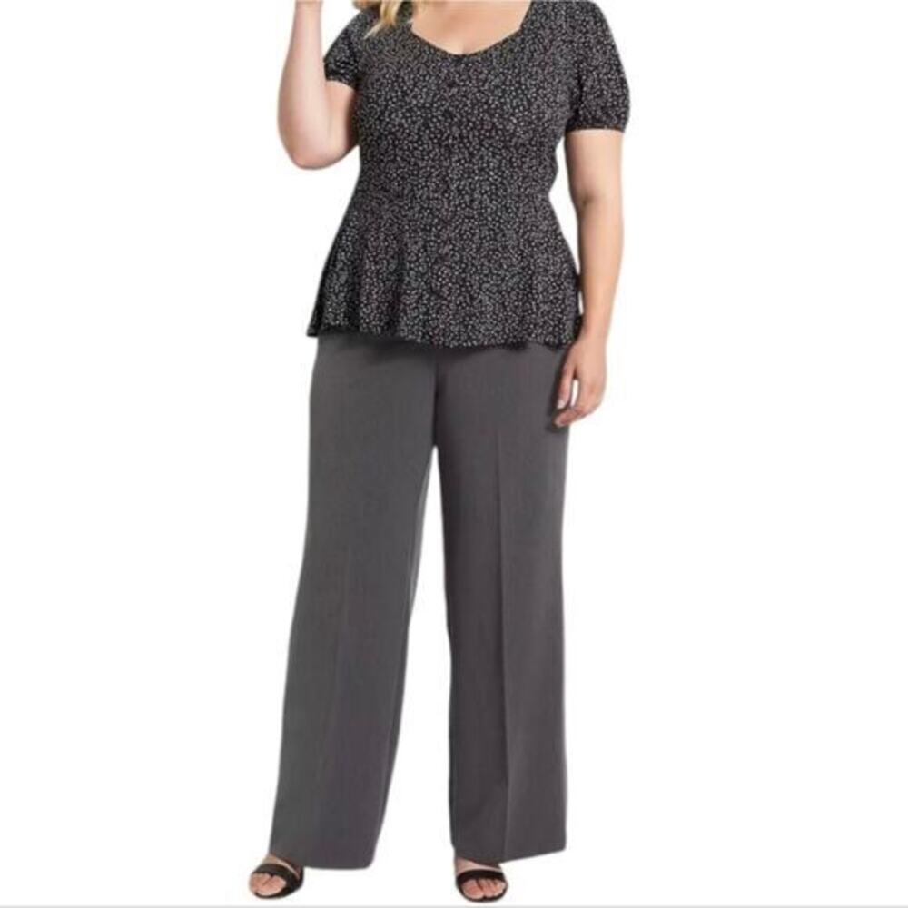 Lane Bryant The Allie Grey Tailored Stretch Wide Leg Pants Plus Size 26 New‎